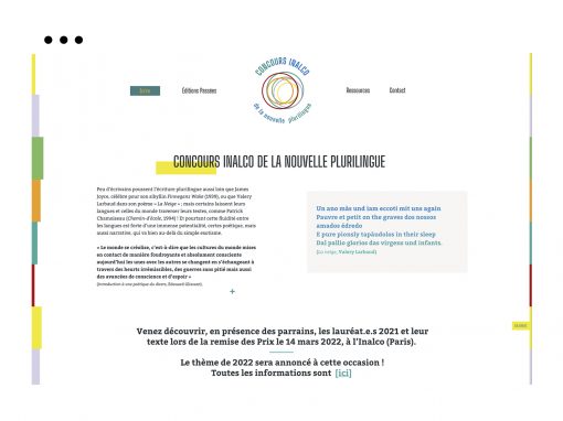 Concours Inalco de la Nouvelle Plurilingue – Web Design