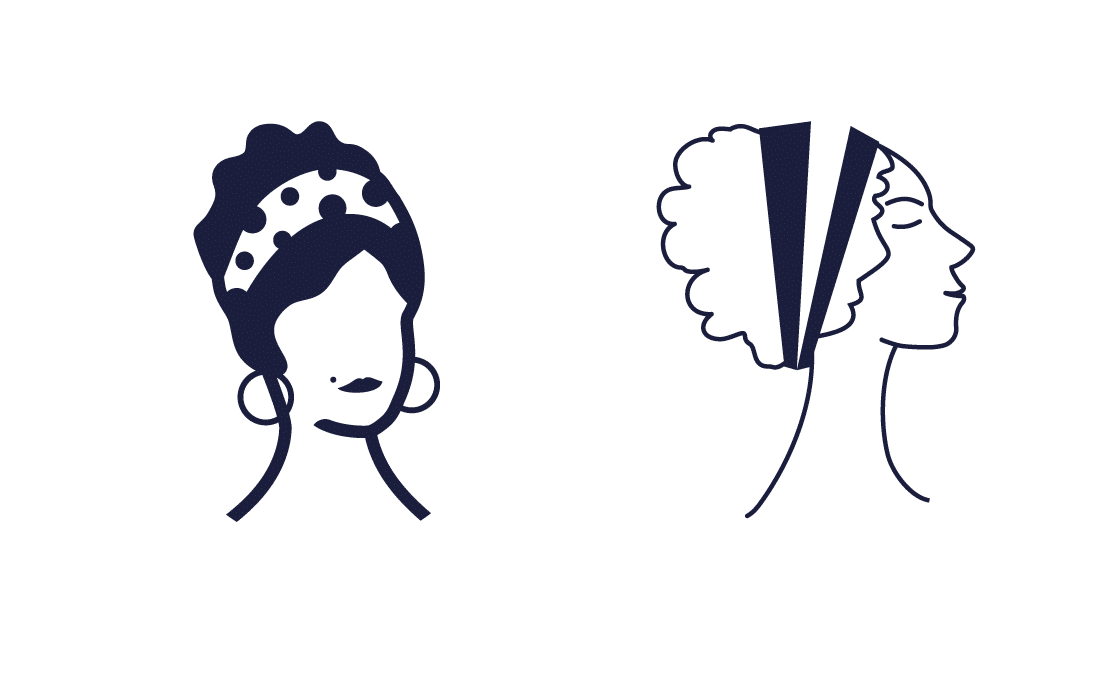 ladiscrete-propics dessin vectoriel de têtes de femmes face profile en noir et blanc