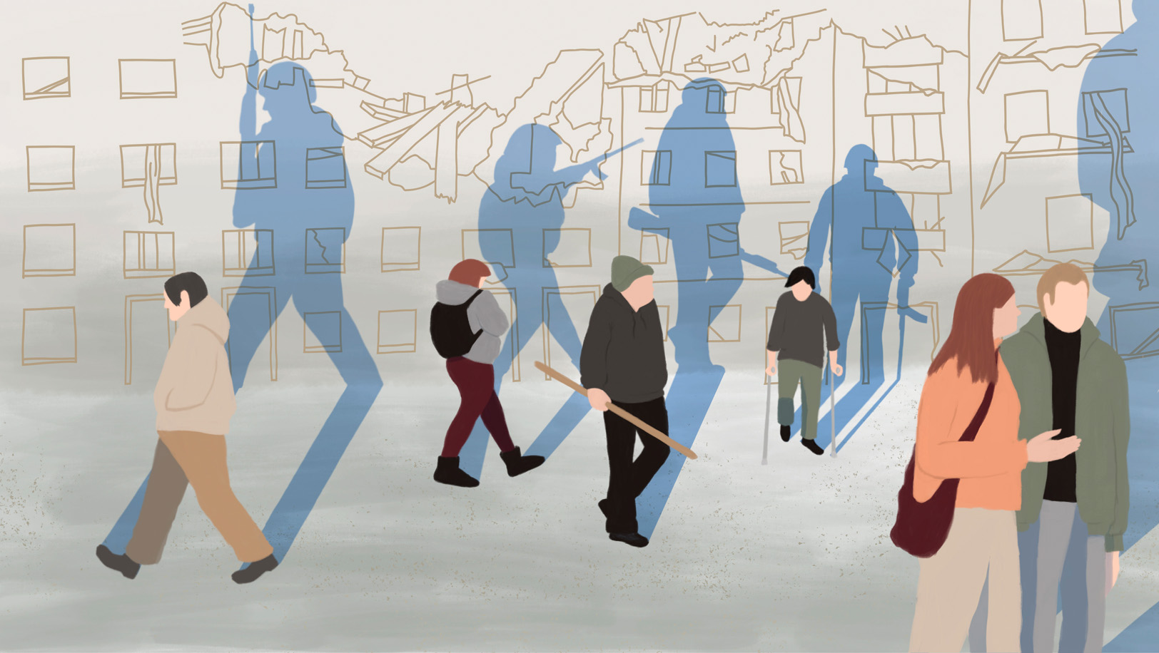 16. En Ukraine, dans les petits papiers de la mort Gens qui marchent dans la rue